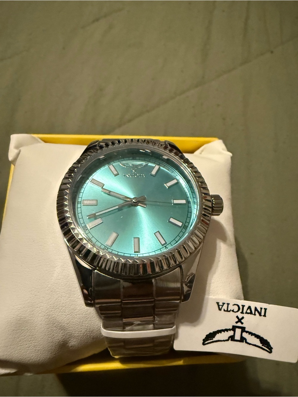 Invicta Men's Silver Watch with Teal Dial